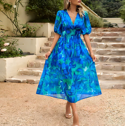 Vestido Midi con Escote en V y Corte Ajustado para Mujer | Ideal para Eventos Sociales u Ocasiones Especiales